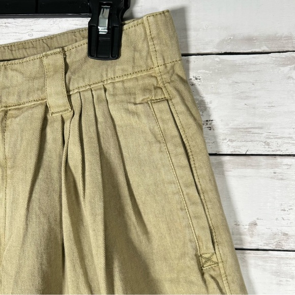 Free People High Waisted Wide Leg Culotte Pleated Cotton Olive Shorts 6 NWT $98 - Picture 6 of 6
